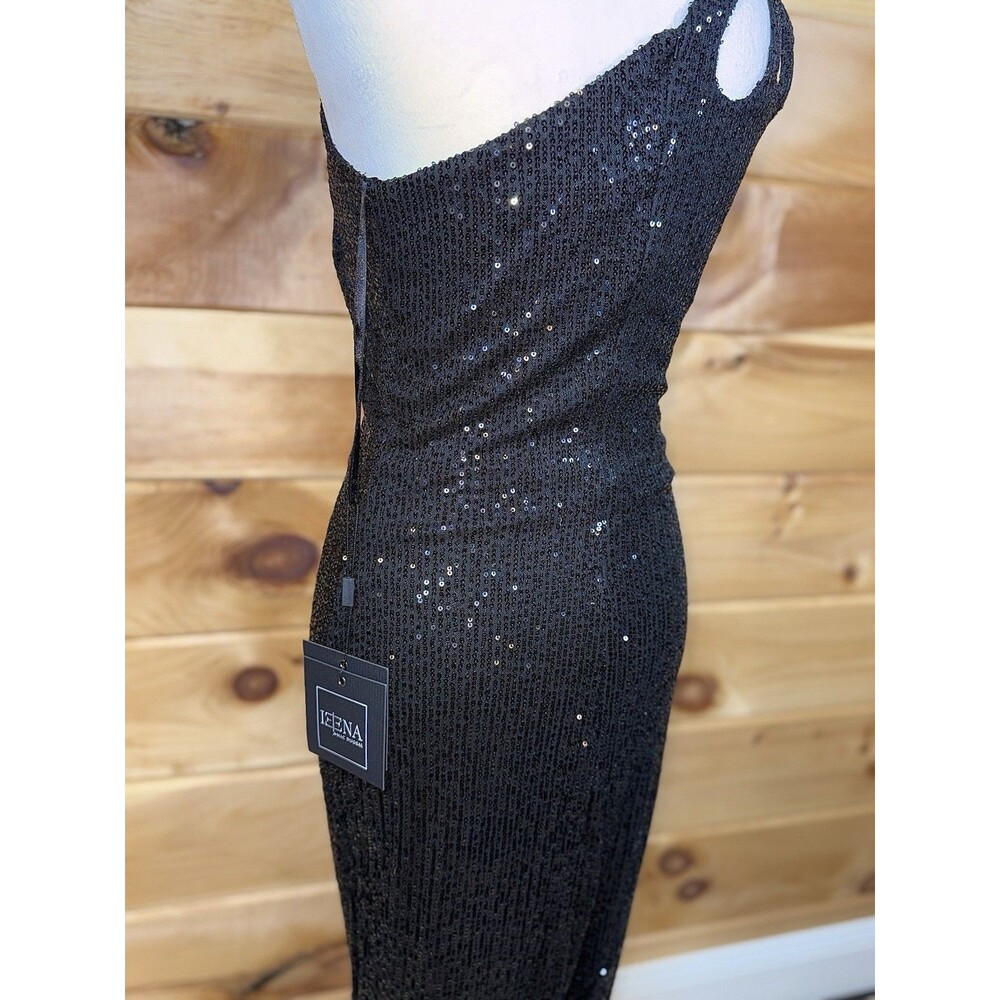 Ieena Mac Duggal black sequin strappy one-shoulder column gown Women’s 2 PROM!‎ - Picture 5 of 5